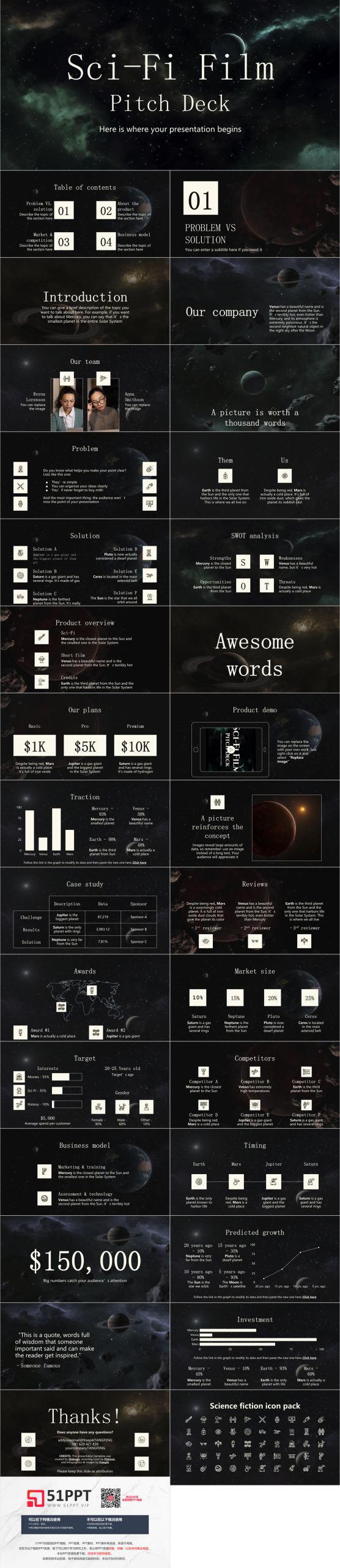 29页黑色星空星云背景的欧美商务汇报PPT模板_51PPT模板国外幻灯片keynote模板免费PPT模板下载