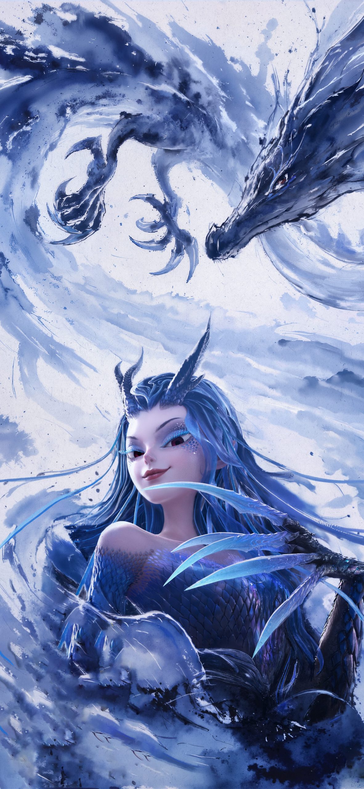 哪吒之魔童闹海敖闰 水墨海报 5K手机壁纸-千星图壁纸-高清电脑桌面壁纸图片大全-wallhaven-彼岸壁纸