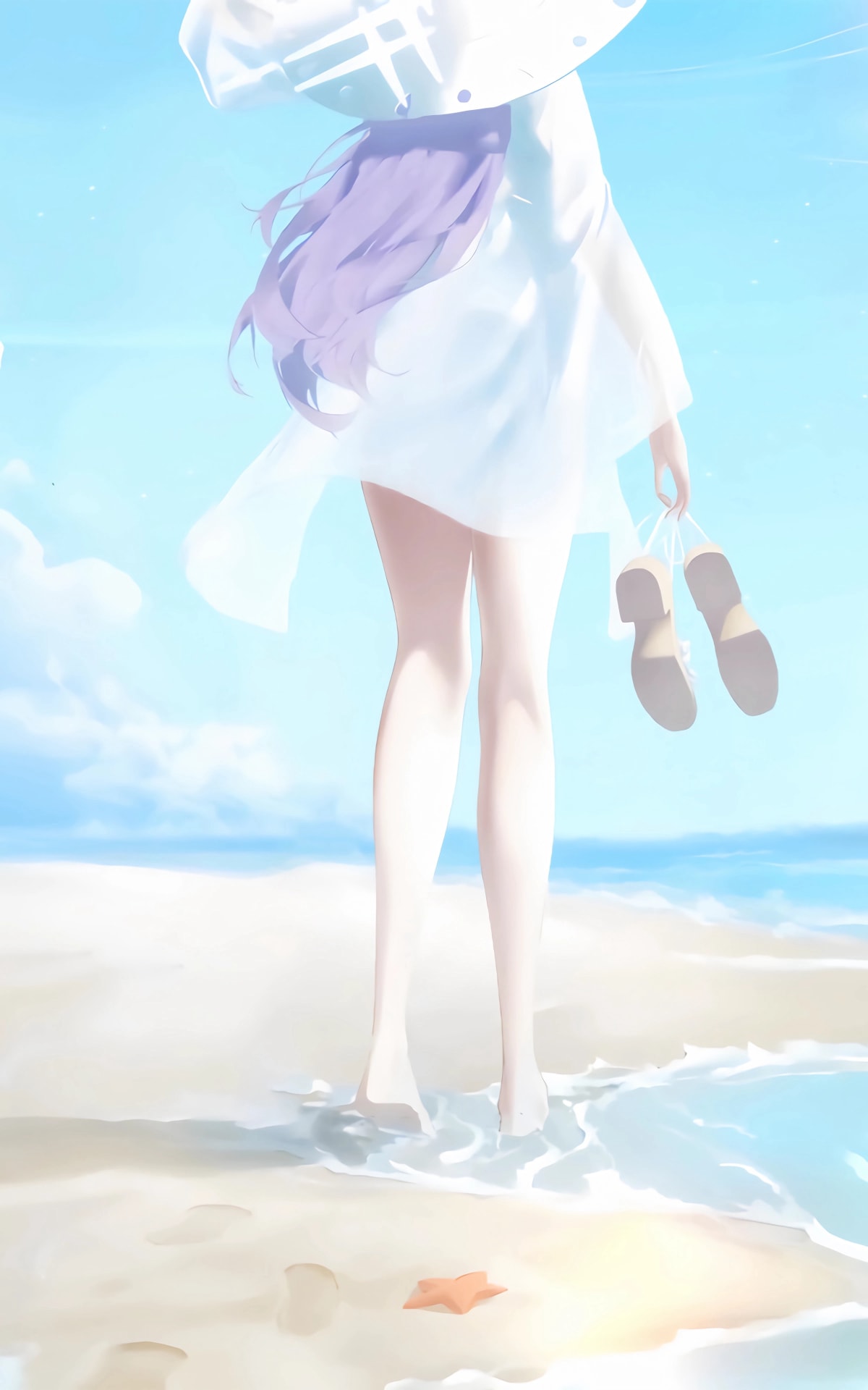 唯美海边的亚津子4K手机壁纸全屏